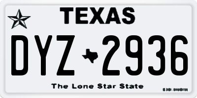 TX license plate DYZ2936