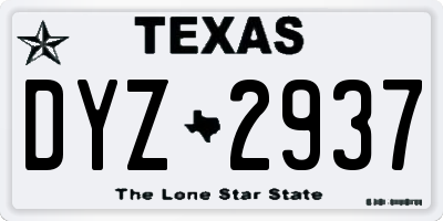 TX license plate DYZ2937