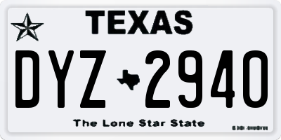 TX license plate DYZ2940