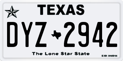 TX license plate DYZ2942