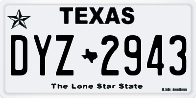 TX license plate DYZ2943