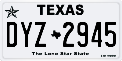 TX license plate DYZ2945