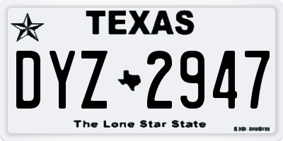 TX license plate DYZ2947