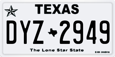 TX license plate DYZ2949