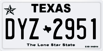 TX license plate DYZ2951