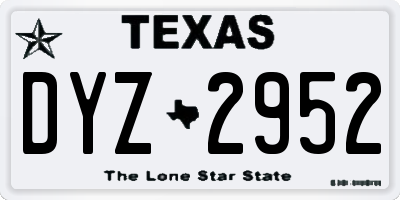 TX license plate DYZ2952