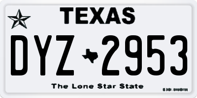 TX license plate DYZ2953