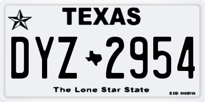 TX license plate DYZ2954