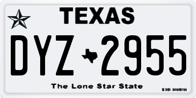 TX license plate DYZ2955