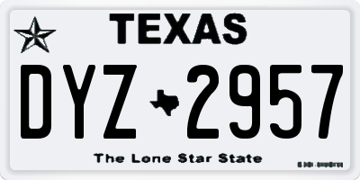 TX license plate DYZ2957