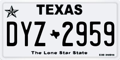 TX license plate DYZ2959