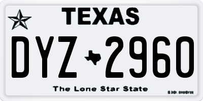 TX license plate DYZ2960