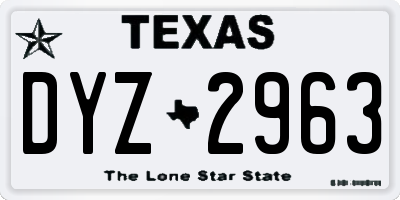 TX license plate DYZ2963