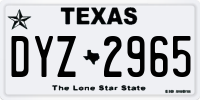 TX license plate DYZ2965