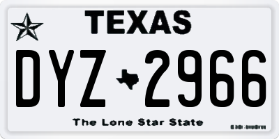 TX license plate DYZ2966