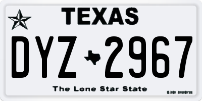 TX license plate DYZ2967