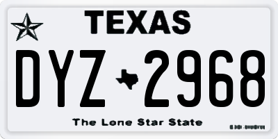 TX license plate DYZ2968
