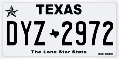 TX license plate DYZ2972