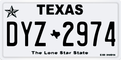 TX license plate DYZ2974