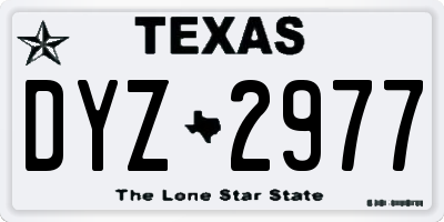 TX license plate DYZ2977