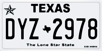 TX license plate DYZ2978