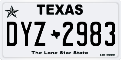 TX license plate DYZ2983