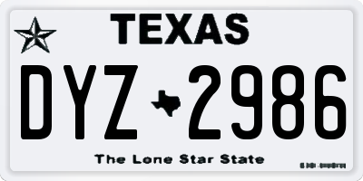 TX license plate DYZ2986
