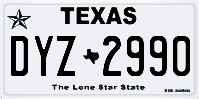 TX license plate DYZ2990