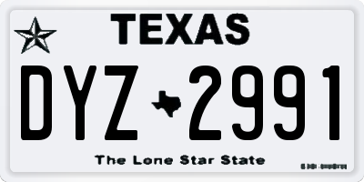 TX license plate DYZ2991