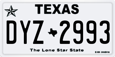 TX license plate DYZ2993