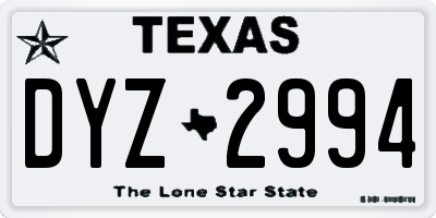 TX license plate DYZ2994
