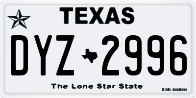 TX license plate DYZ2996