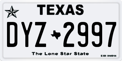 TX license plate DYZ2997