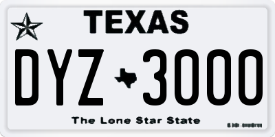 TX license plate DYZ3000