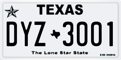 TX license plate DYZ3001