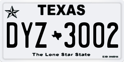 TX license plate DYZ3002