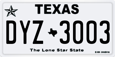 TX license plate DYZ3003
