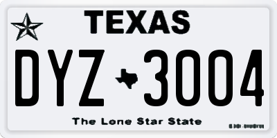TX license plate DYZ3004