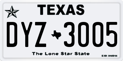 TX license plate DYZ3005