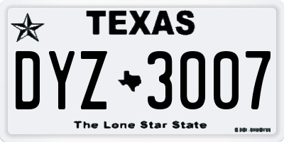 TX license plate DYZ3007