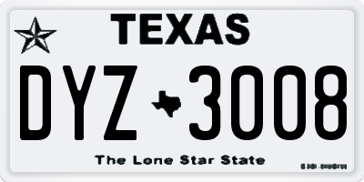 TX license plate DYZ3008