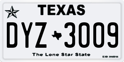 TX license plate DYZ3009