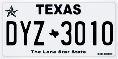 TX license plate DYZ3010