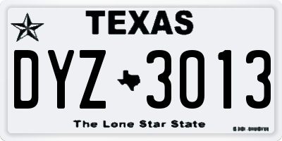 TX license plate DYZ3013