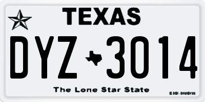 TX license plate DYZ3014