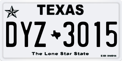 TX license plate DYZ3015
