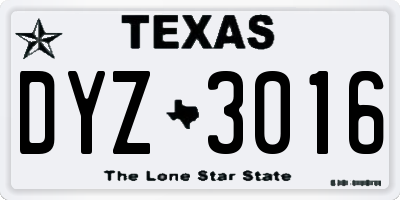 TX license plate DYZ3016