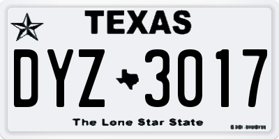 TX license plate DYZ3017