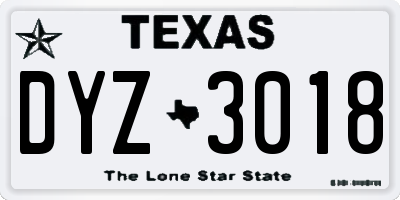 TX license plate DYZ3018