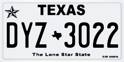 TX license plate DYZ3022